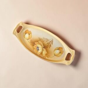 Vintage RS Germany Porcelain Serving Tray Yellow Floral Art Nouveau Edwardian